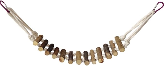 Rope Ladder Bird Toy, Wood Stairs Climbing Activity Attachment Natural Wooden Step Swing Hanging Chewing Pet Bridge Cage Birdcage Lovebirds Rodent Parakeet Parrot Cockatiel Gecko Hermit Crab