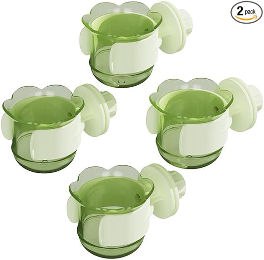 2pcs/4pcs PET Bird Bowls with Clamp, Bird Cage Feeder, Durable Water Bowl, Feeding Cups, Water Feeder for Cockatiel, Parakeet, Macaw, Finches, Lovebirds, Small Animals Gray (Light Green, 4pcs)