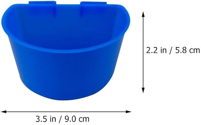 POPETPOP Thick Plastic Pigeon Feeder Water Bowl with Hook Semicircle Design Lightweight Easy Clean 4.33 Inch Cage Hanging Food Cup