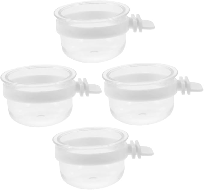 BESPORTBLE 4pcs Removable Parrot Feeder Dish Plastic Bird Food Bowl for Easy Hanging for Parrots and Pets Sturdy and Convenient Design
