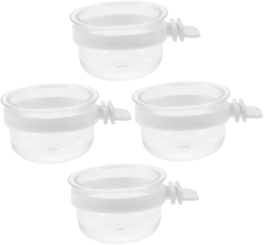 BESPORTBLE 4pcs Removable Parrot Feeder Dish Plastic Bird Food Bowl for Easy Hanging for Parrots and Pets Sturdy and Convenient Design
