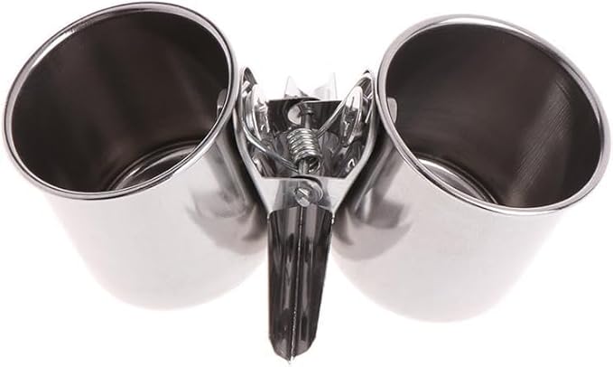 Silver Parrot Feeding Cups Hanging Pet Animal Stainless Steel cage Bowls Bowls for Cage Parakeet Bird Cage Accessories Suitable Small and Medium Bird Pet Supplies