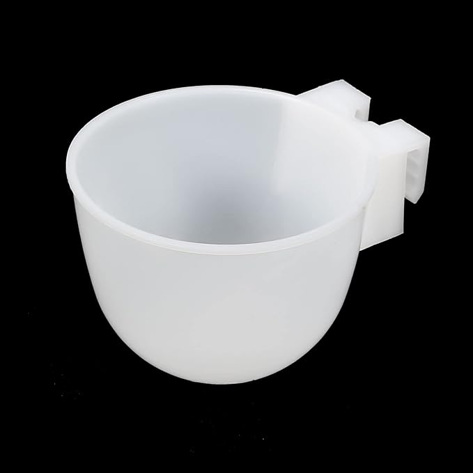 PATIKIL Mini Bird Feeder Cage Cups, 8 Pack Pigeon Water Bowl Round Feeding Sand Cup Hanging Container for Parrot Poultry, White