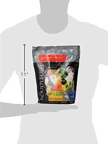 Roudybush High Energy Breeder Food for Breeding & Weaning Birds - Scientifically Formulated Bird Feed - Bird Food Pellets w/Corn, Wheat, Soy & More - Nutritious & Healthy Feed for Birds (Mini, 44oz)