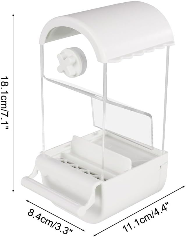 Automatic Bird Feeder with Perch, No Mess Transparent Parrot Food Dispenser for Small Medium Birds Parrots, Finches, Lovebirds, Canaries