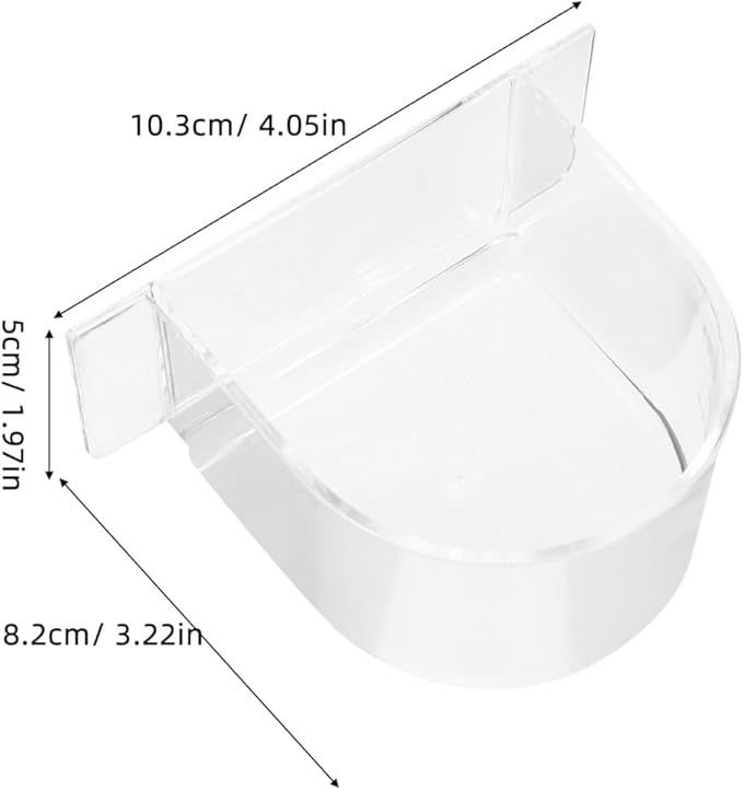 DOITOOL Bird Cage Feeder Cups: 2PCS Bird Cage Clear Plastic Water Feeder Cups for Pigeon Chicken, Transparent, 4x3.2x2 Inches (Pack of 2)