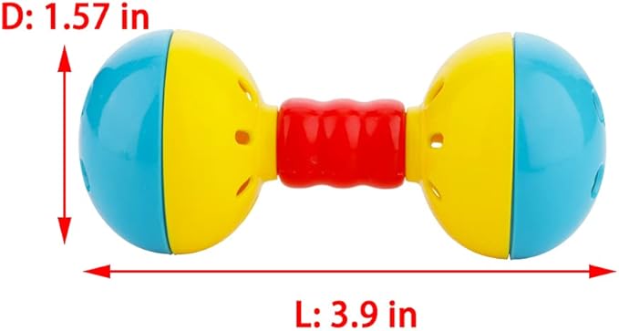 DQITJ 2 Pcs Bird Barbell Dumbell Foot Toy, Enrichment Rattles Bells Foot Toy for Small Bird Parrot Parakeet Cockatiel Conure Love Birds