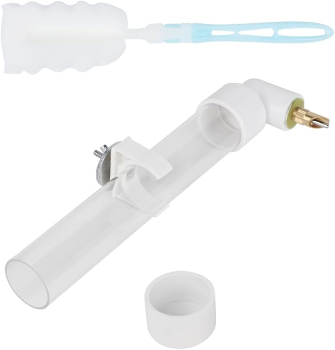 Parrot Water Dispenser Automatic Bird Water Feeder Suspended Bird Cage Drinking Fountain Plastic Drinker Waterer with Cleaning Brush for Parakeet Budgie Cockatiel Lovebirds 4.4 Oz