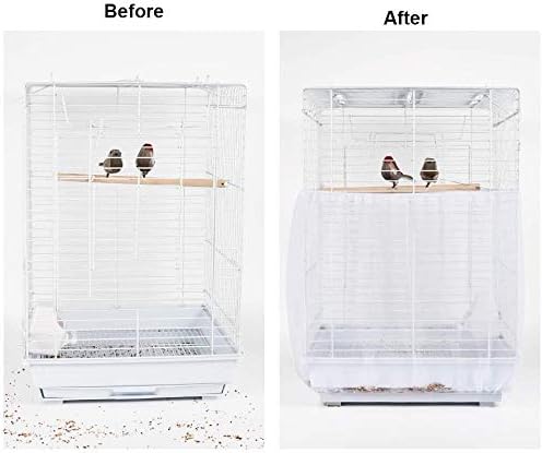 JUTTA Bird Cage Seed Catcher Parrot Cage Mesh Skirt Universal Birdcage Cover Birdseed Nylon Net Guard extra large (Not Include Birdcage) (White)