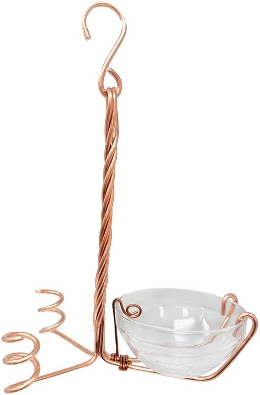 Songbird Essentials SEHHFRJL Fruit and Jelly Oriole Bird Feeder, Copper Hanging Feeder with Glass Jelly Cup and Fruit Spirals