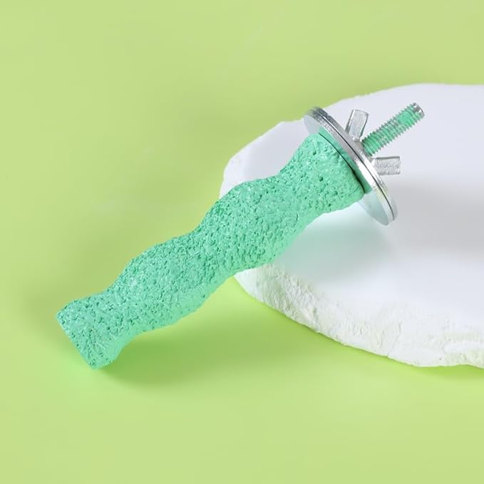 Bird Beak Grinding Stone with Bell Lava Block Calcium Supplement Food Parrot Chewing Toy for African Greys Parakeets Cockatiels Hamster Chinchilla Beak Trimming Mineral Chew for Bird Cage