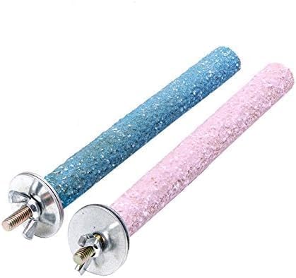2 Pcs Bird Perch Stand Toy,Random Bird Perch Stand Toy Wood Parrot Grinding Claw Sticks Sanded Cage Toy for Parakeets Finches Parakeet Toys, Sanded Surface Cage Accessories for Parakeets Finches
