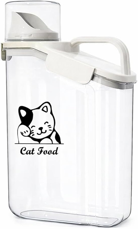 Pet Food Storage Container with Measuring Cup and Pour Spout - Airtight, Leakproof, Portable Pet Food Dispenser for Travel - 2.8L