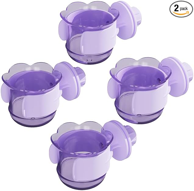 2pcs/4pcs PET Bird Bowls with Clamp, Bird Cage Feeder, Durable Water Bowl, Feeding Cups, Water Feeder for Cockatiel, Parakeet, Macaw, Finches, Lovebirds, Small Animals Gray (Purple, 4pcs)