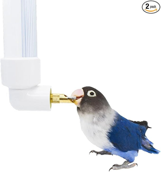 Parrot Water Dispenser Automatic Bird Water Feeder Suspended Bird Cage Drinking Fountain Plastic Drinker Waterer with Cleaning Brush for Parakeet Budgie Cockatiel Lovebirds 4.4 Oz