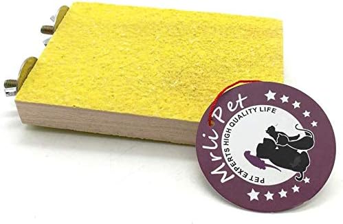 Mrli Pet Bird Cage Accessories, Parrot Perch Stand Platform Natural Wood Grinding for Budgie Parakeet Cockatiels Conure Lovebirds, Yellow