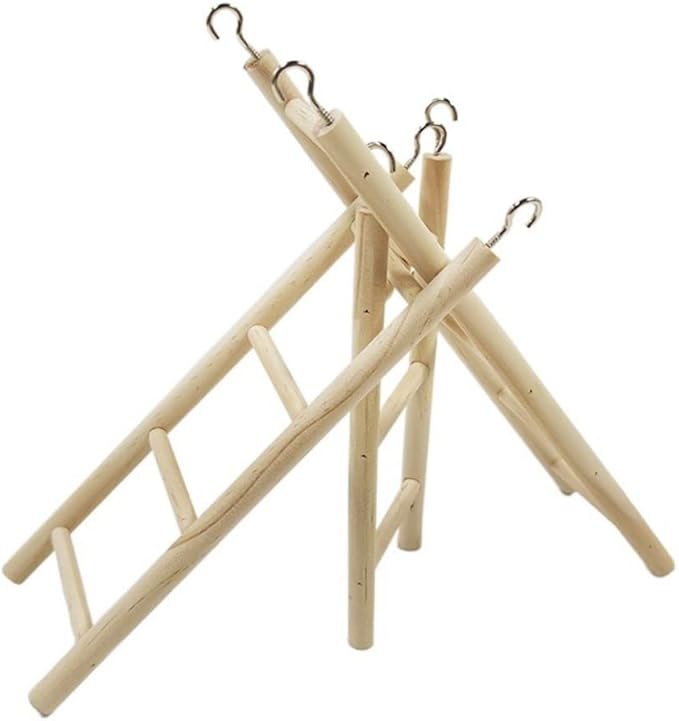 Wooden Bird Ladder Toys, Natural Wood Step Ladders Scratcher Perch Climbing Toys Bird Toys for Parakeets, Parrots, Cockatoo and Lovebirds(C)