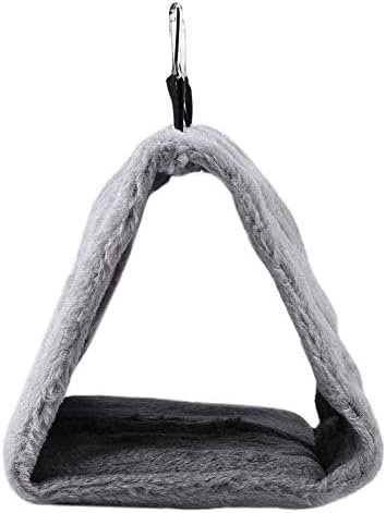 Peony Parrot Hammock Bird Nest Warm Soft Plush Hammock Hanging Cage Tent for Birds Parrot Winter Warm Bed Pet Toy Pouch Cotton Bed (M- Gray)