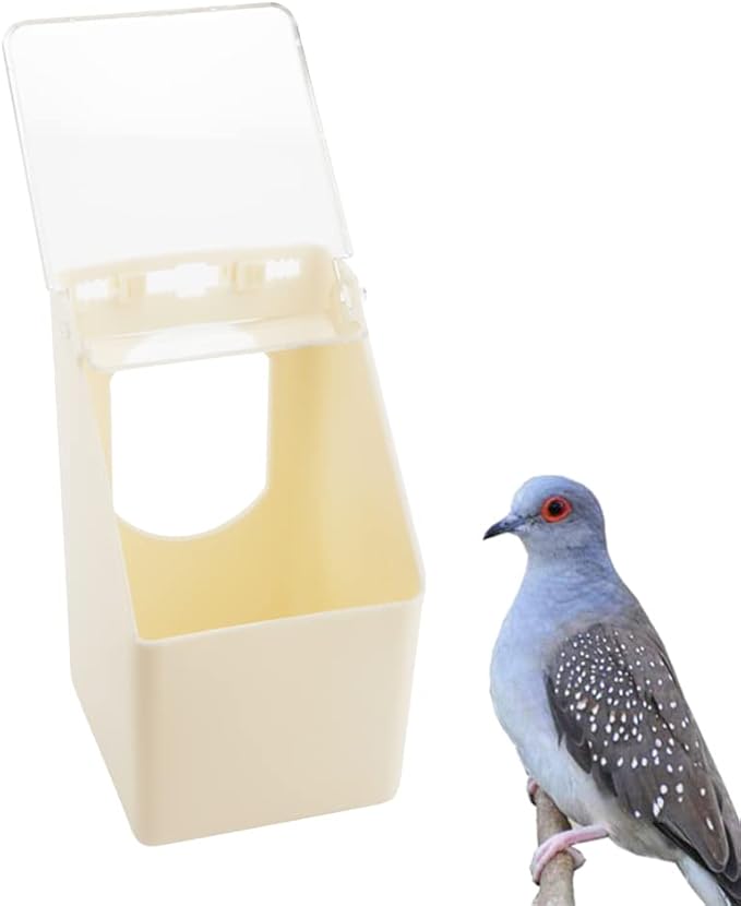 4 Pcs Pigeon Plastic Feeder, Quail Bird Food Feeding Hanging Box for Parrot Pigeon Bird Cage Poultry (One Hole)