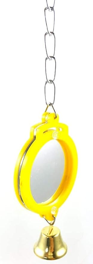 Bird Mirror Toy with Bell Swing Hanging Ringer Leather Mirror Toy Parrot Cage Accessories Decoration for Small and Medium Parakeet Cockatiel Finch Lovebird Conure Budgie Cockatoo African Grey (D)