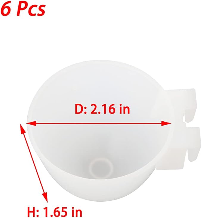 6 Pcs Mini Bird Food Bowl Feeder, Parrot Convenient Hanging Container, Plastic Pigeon Bird Cage Dish (White)