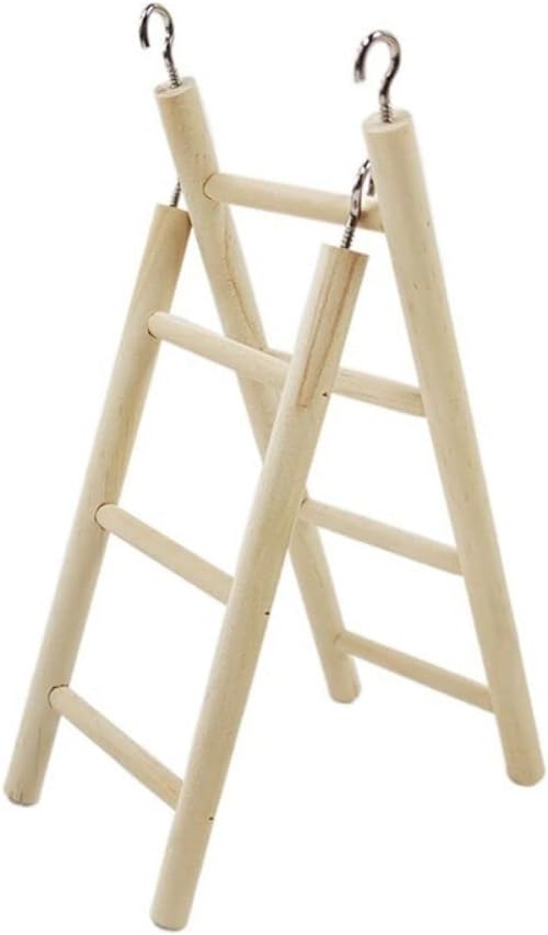 Wooden Bird Ladder Toys, Natural Wood Step Ladders Scratcher Perch Climbing Toys Bird Toys for Parakeets, Parrots, Cockatoo and Lovebirds(B)