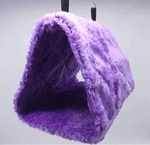 2 Pack Warm Bird Nest House Bed Hanging Hammock Toy Sleeping Bed Plush Hanging Snuggle Cave Happy Hut for Pet Parrot Parakeet Cockatiel Conure Cockatoo African Grey Macaw(Purple)