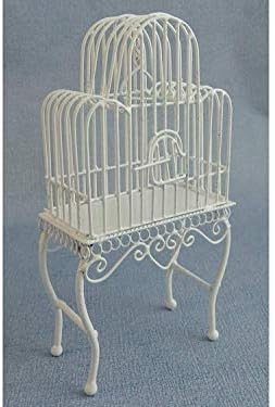 Melody Jane Dolls Houses House Miniature Victorian Pet Accessory White Wire Wrought Iron Bird Cage
