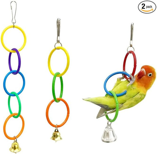2 Pack Hanging Swing Parrot Toys,Bird Parrot Swing Toys,Bird Toys for Conures,Budgerigar, Parakeet, Cockatiel, Mynah, Love Birds, Finches and Other Small to Medium Birds