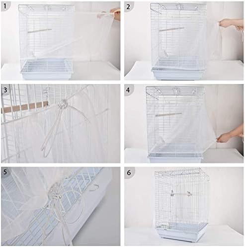 JUTTA Bird Cage Seed Catcher Parrot Cage Mesh Skirt Universal Birdcage Cover Birdseed Nylon Net Guard extra large (Not Include Birdcage) (White)