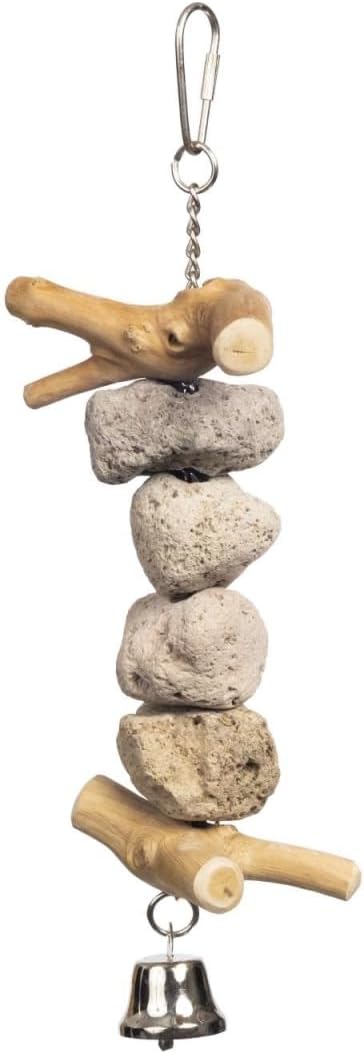 Prevue Pet Products Block Rock Naturals Sound & Movement Bird Toy - Hanging Cage Accessories with Beads, Wood & Bell for Small to Medium Birds, Parakeets, Cockatiels & Conures
