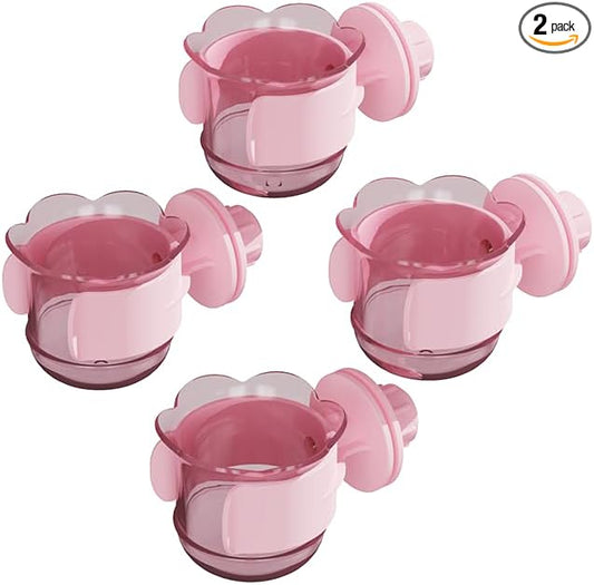 2pcs/4pcs PET Bird Bowls with Clamp, Bird Cage Feeder, Durable Water Bowl, Feeding Cups, Water Feeder for Cockatiel, Parakeet, Macaw, Finches, Lovebirds, Small Animals Gray (Pink, 4pcs)