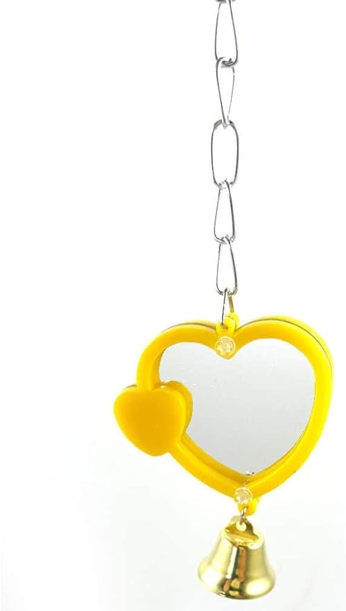 Bird Mirror Toy with Bell Swing Hanging Ringer Leather Mirror Toy Parrot Cage Accessories Decoration for Small and Medium Parakeet Cockatiel Finch Lovebird Conure Budgie Cockatoo African Grey (C)