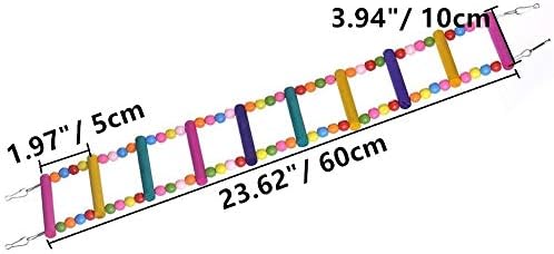 Litewoo Bird Ladder Toy Climbing Bridge Wooden Parrot Swing for Parakeet Cockatiel African Grey Lovebird Finch Budgie Cockatoo Conure Amazon Cage Accessories
