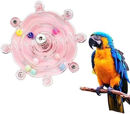 MANON ROSA Bird Toys for Parrots - Spinning Wheel Chew Toy with Rotating Plastic Spinner, Enrichment Puzzle Cage Activity for Parakeets, Conures & Cockatiels