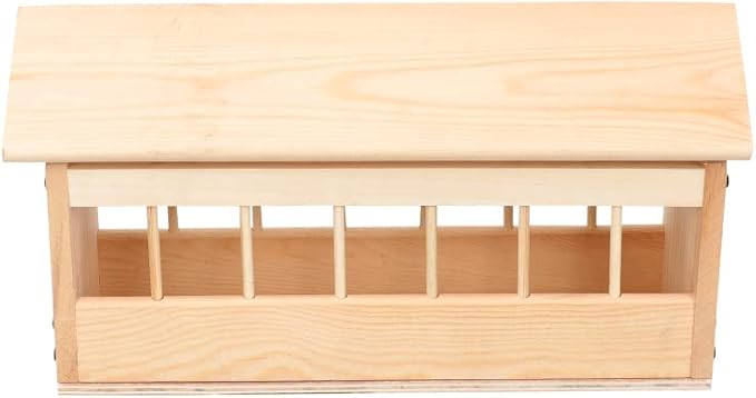 Pigeon Feeding Trough Bird Feeding Dish Dispenser Wooden Feeder Wooden Feeder Food Tool Chicken Duck Poultry House (25cm 8 Holes)