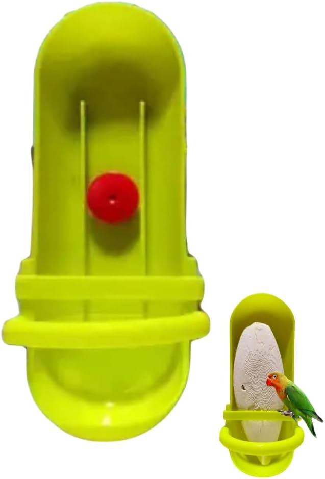 Bird Feeding Cup Rack Plastic Cuttlebone Holder Bird Cage Storage Bowl Stand Parrot Food Holder for Budgies Parakeet Cockatiel Conure Lovebird Color Randomly, Pack of 1(Without Cuttlebone)