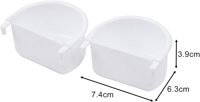 2Pcs Bird Feeding Dish Sturdy Hanging Feeding Bowl Easy to Install Bird Food Tray Bird Cage Accessories for Conures Lovebirds, 7.4cmx6.3cmx3.9cm