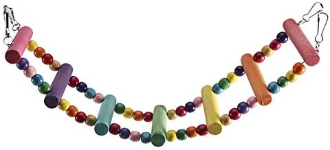 Wood Climbing Ladder Toy Colorful Wood Beads Climbing Ladder Toy Parakeet Swing Bird Toy with Hanging Hook