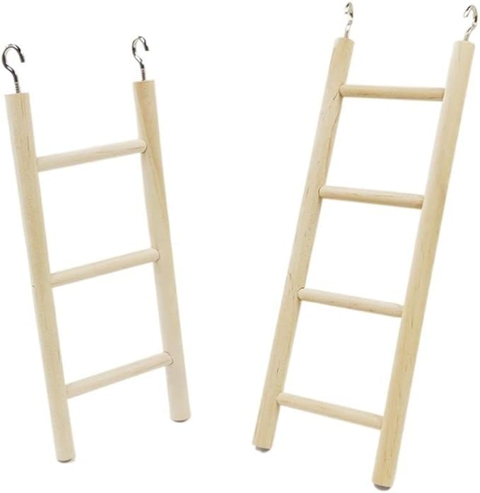Wooden Bird Ladder Toys, Natural Wood Step Ladders Scratcher Perch Climbing Toys Bird Toys for Parakeets, Parrots, Cockatoo and Lovebirds(C)