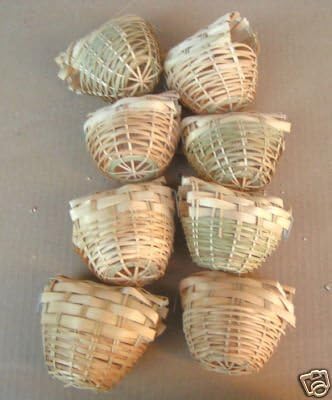 Finch Bird Bamboo Covered Bird Nest Lot of 8 - Small