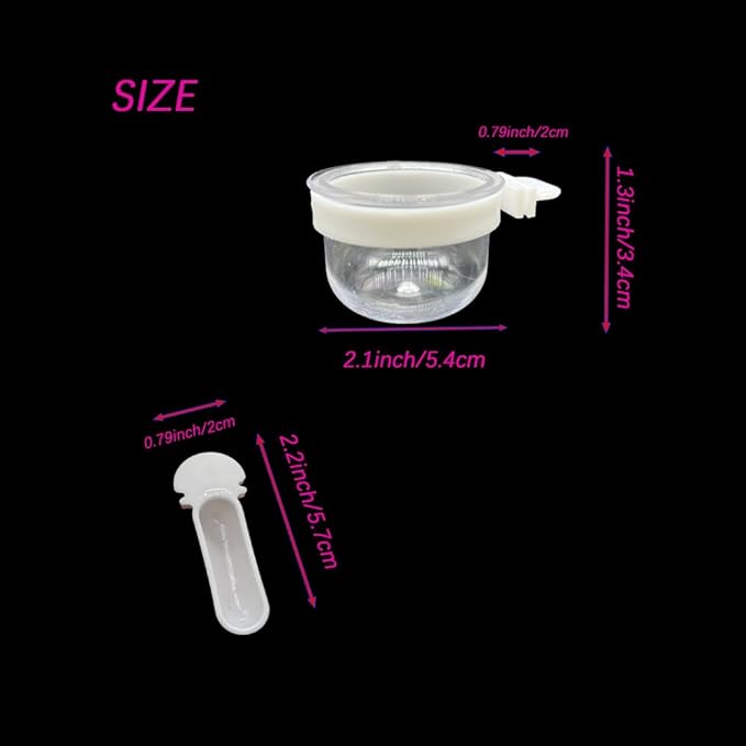 8 Pcs Small Bird Removable Transparent Bowl, Parrot Food Feeder with 8 Pcs Small Food Cups for Canary Finch Parrot Small Animal, White + Clear