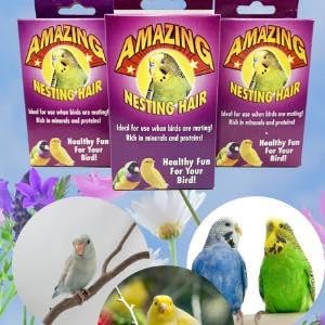 Bonka Bird Toys 2286 Pk3 Natural Sterilized Hair Nesting Material Breeding Box Nest Pet, Budgie, Canary, Parrotlet, and Similar Breed Sizes