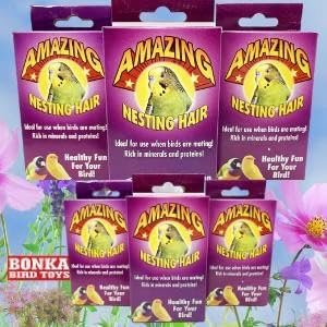 Bonka Bird Toys 3879 Pk6 Natural Sterilized Hair Nesting Material Breeding Box Nest Pet, Parrotlet, Canaries, Budgies, and Similar Breed Sizes
