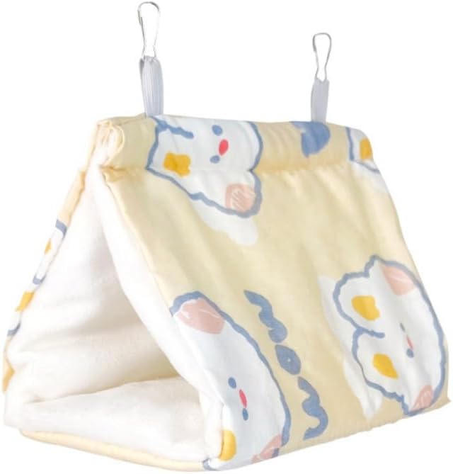 Warm Bird Nest House Bed Hanging Hammock Sleeping Bed Plush Hanging Snuggle Cave Hut for Pet Parrot Parakeet Cockatiel Conure Cockatoo(Yellow)