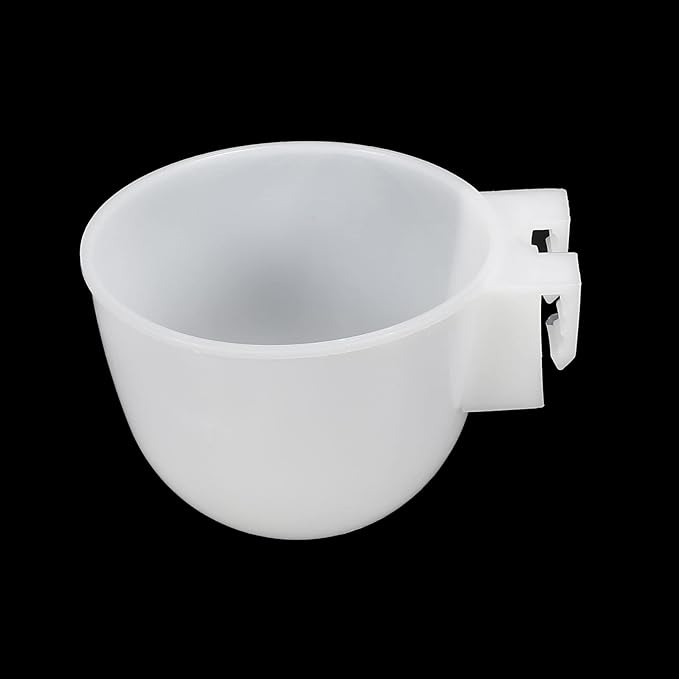 PATIKIL Mini Bird Feeder Cage Cups, 8 Pack Pigeon Water Bowl Round Feeding Sand Cup Hanging Container for Parrot Poultry, White