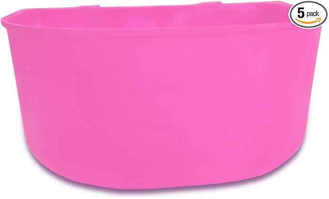 Cage Cups for Chickens 5 Pcs Hanging 25oz Feeder Waterer,Pink Food Bowl Coop Dish Water Dispenser Drinker Grit Container for Rabbits Birds Pigeon Duck and Small Animals