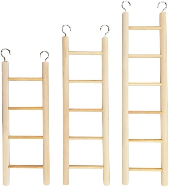 3 Pcs Bird Ladder for Cage Wooden Bird Ladder, Flexible Climbing Bird Toys Hanging Bird Cage Ladder for Parakeets Parrots Cockatoo Lovebirds, Hanging Bird Cage Ladder