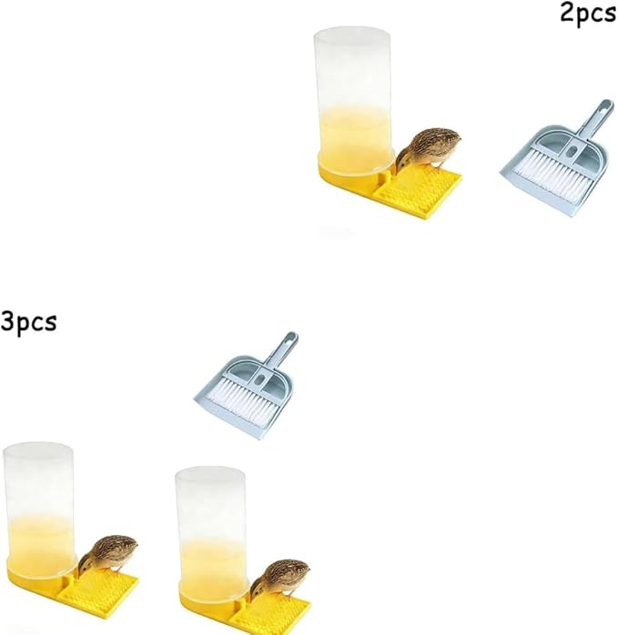 Large Capacity Quail Water Feeder with Small Cleaning Brush,Button Quail Supplies for coturnix cage,Baby Chick Water Feeder for Poultry Starter,Universal for Baby Chicks/Baby Birds