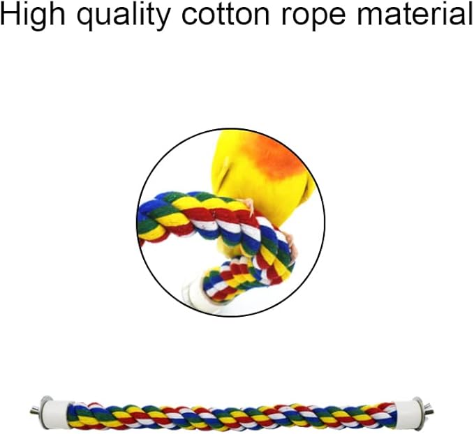 Bird Perch Rope Colorful Bird Spiral Rope Practical Parrot Toy Parrot Climbing Rope Cotton Rope Swing Bird Ladder Bridge for Large Medium Small Parrots (24 Inch)
